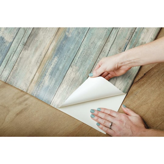 RoomMates Blue Distressed Wood Peel & Stick Wallpaper